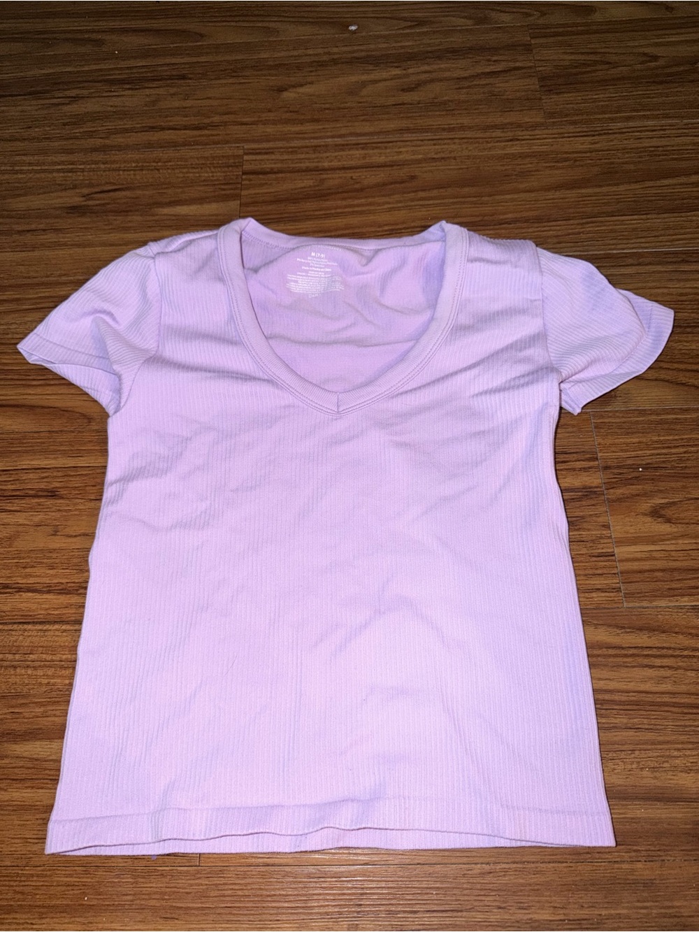 No Boundaries Lavender Ribbed V-Neck Tee